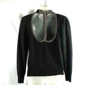 Vintage Joseph Le Bon Rhinestone Mock Turtleneck Cut Out Back Sweater M